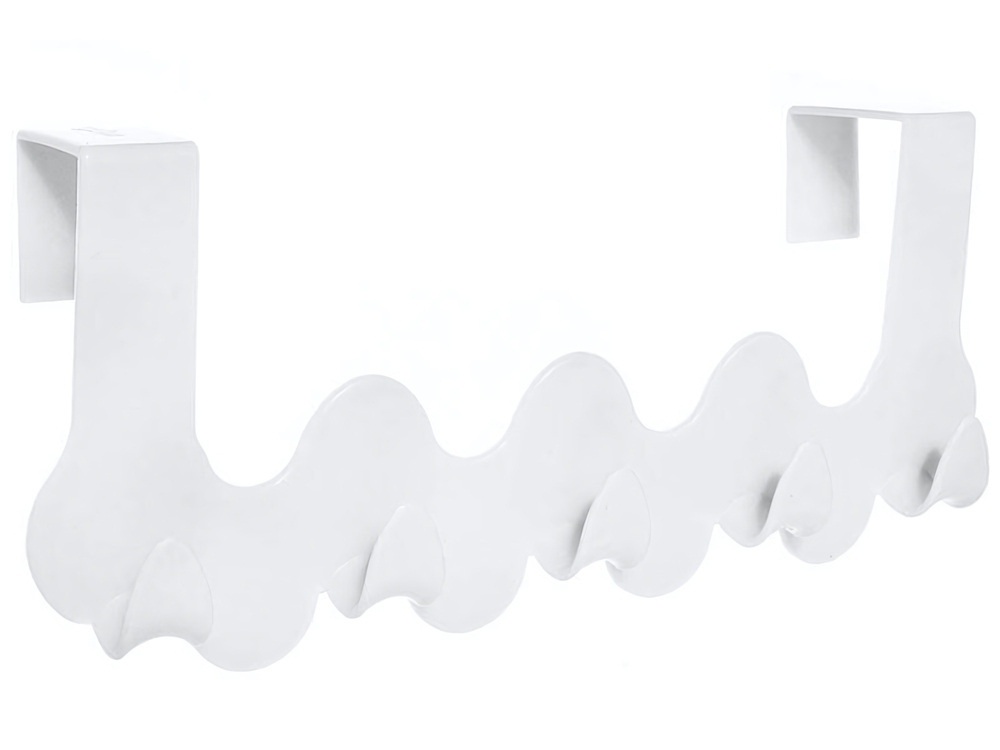Вешалка навесная на дверь 5 крючков NOMI (снежно-белый)