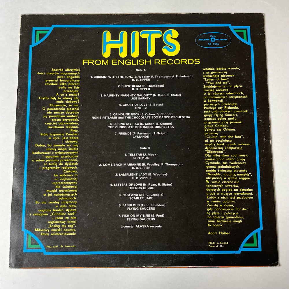 Винтажная виниловая пластинка LP Hits From English Records (Польша 1977)