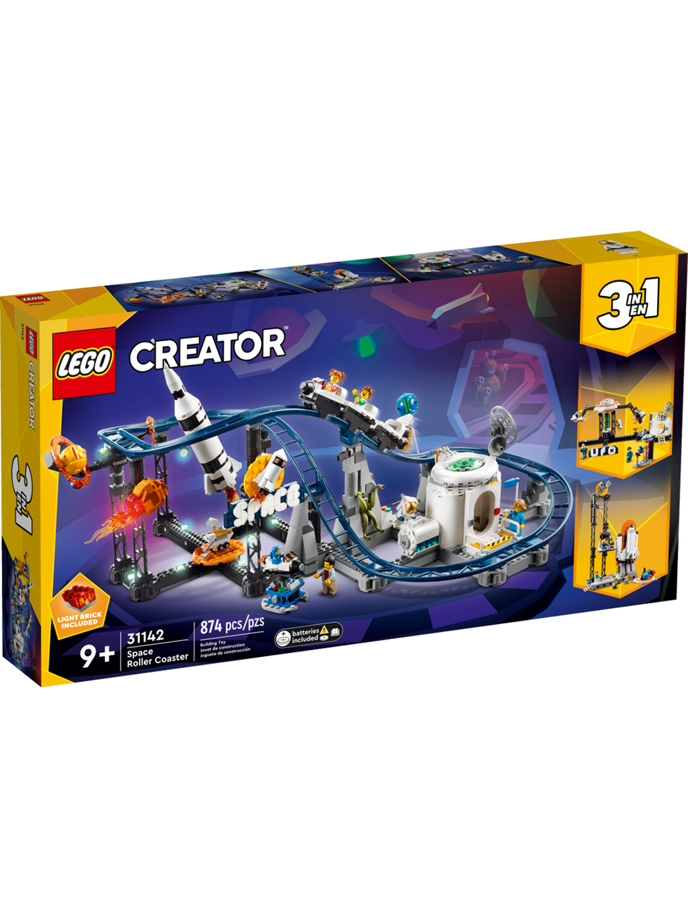 LEGO Creator Space Roller Coaster 31142 лего 3в1 – космические американские горки, конструктор парк аттракционов с минифигурками, оригинал ЛЕГО 31142