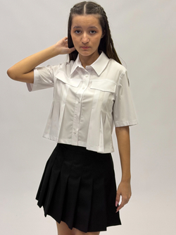 Блузка школьная белая бамбук для девочки 12-18 лет Fleur de Vie