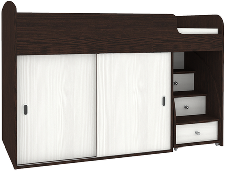 Кровать-чердак КарИВи Малыш Купе Венге Белое Дерево