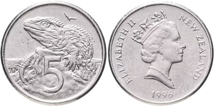 Новая Зеландия 5 центов 1986-1998 XF