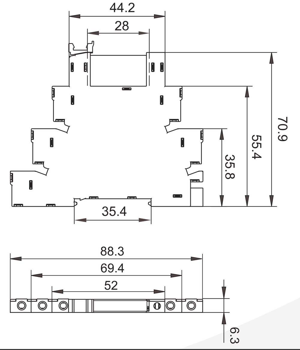Ультратонкое реле Prompower PG2RV-SR700 DC12 Винтовые клеммы, номинальный ток 6А, управление 12VDC