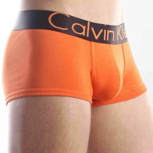 Мужские трусы хипсы оранжевые с черной резинкой Calvin Klein Steel Orange Black Waistband Boxer