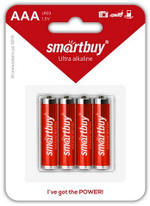 Батарейка алкалиновая Smartbuy LR03/4S ААА (SBBA-3A24S)