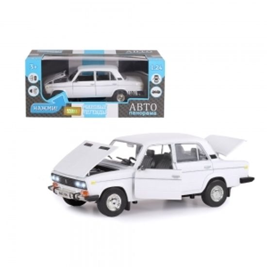 Модель машины  ТМ АВТОПАНОРАМА 1/22 ВАЗ 2106, белый (свет, звук) JB1200163