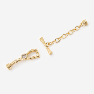 Замок тогл "Веточка", 28,5*8мм, фианит, позолота