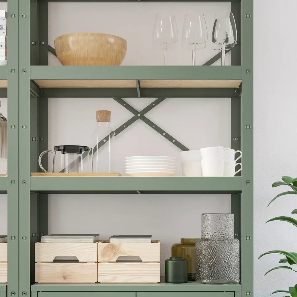 Стеллаж - IKEA BROR, 170х40х190 см, серо-зеленый, БРУР ИКЕА