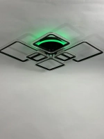 Неолайт люстра потолочная светодиодная с пультом черная RGB-подсветка музыкальная колонка SF8002/7C-BK-RGB