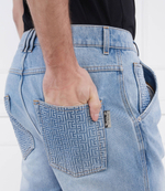 Джинсы Balmain - голубой(AH1MM000 DD09)