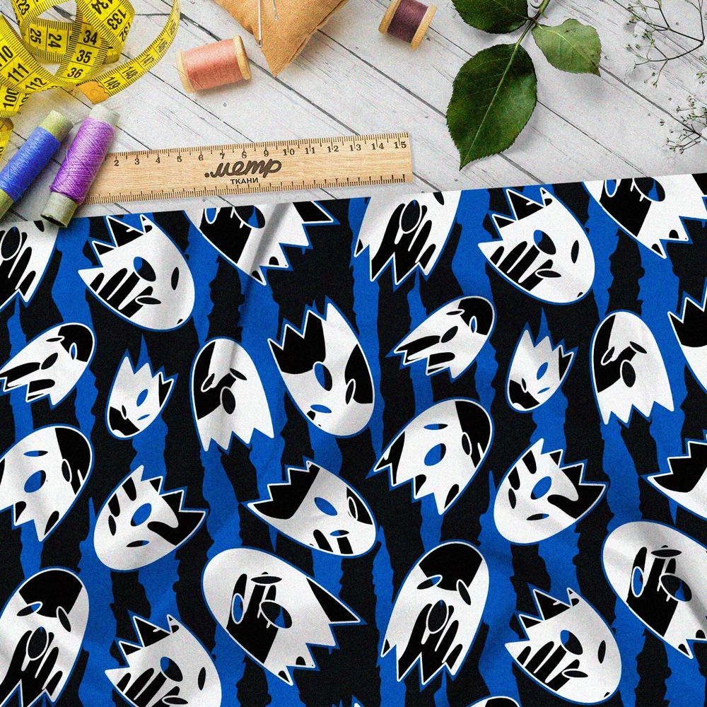 Ткань мембрана белые призраки на полосатом фоне