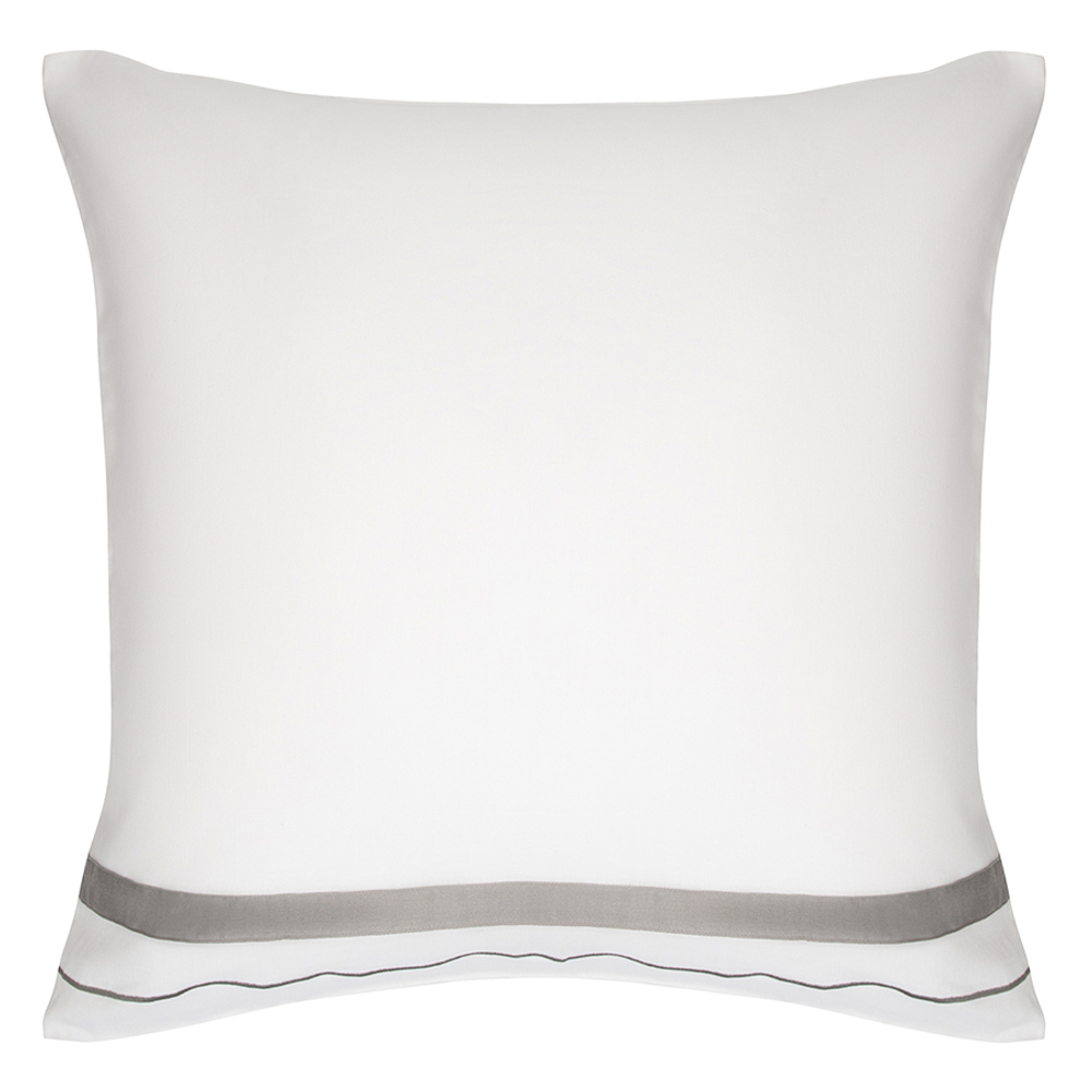 Набор из двух наволочек из сатина белого цвета с серым кантом из коллекции essential, 70х70 см