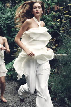 ZARA БРЮКИ ПАЛАЦЦО С ЗАЩИПАМИ, ЖЕЛТОВАТО-БЕЛЫЙ