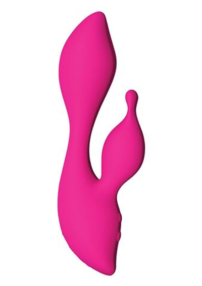 Розовый вибратор с клиторальным отростком Swan Cygnet - 19,5 см. (Цвет: розовый)
