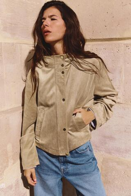 ZARA КУРТКА ИЗ ИСКУССТВЕННОЙ ЗАМШИ, РЫЖЕВАТО-КОРИЧНЕВЫЙ