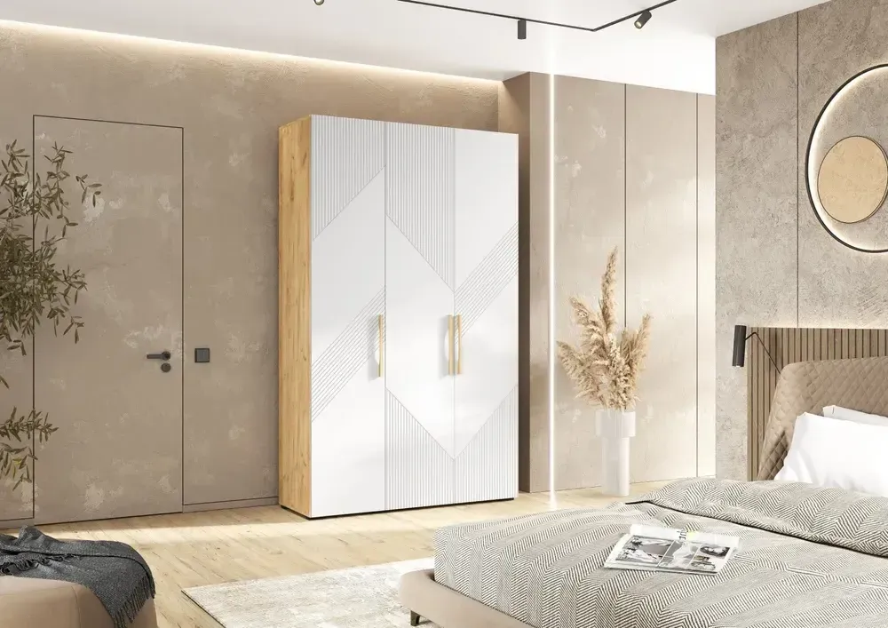 Шкаф 3-х ств., "Ирис" (браш вайт/дуб крафт), МФ Миф