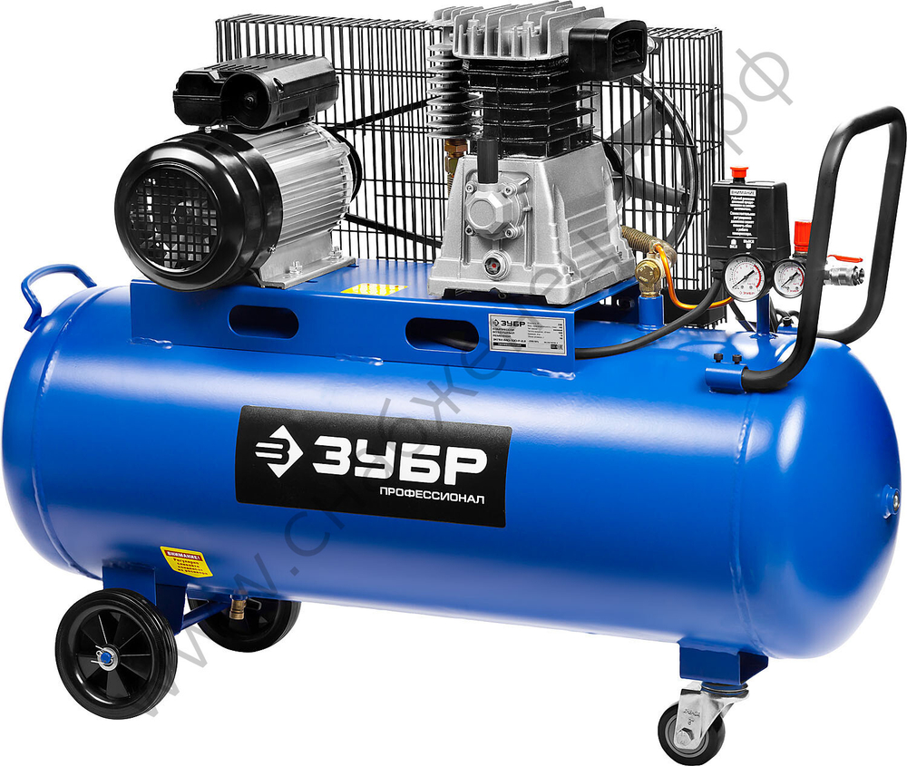 ЗУБР 440 л/мин, 100 л, 2200 Вт, ременной масляный компрессор, Профессионал (ЗКПМ-440-100-Р-2.2)