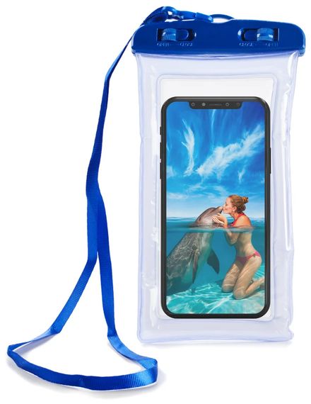 Чехол водонепроницаемый для телефона Borne с воздушным бортиком синий