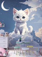 Детские 3D фотообои котик и синее небо