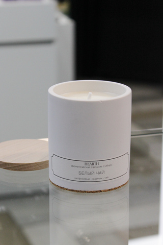 Свеча Белый чай, гипс, 200 мл.