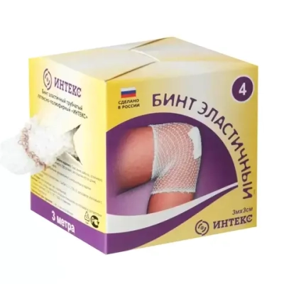 Бинт трубчатый медицинский Интекс №4 3 м 3 см