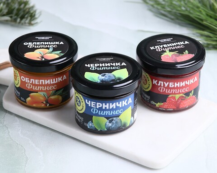 Джем без сахара Ассорти (Клубничка Облепишка Черничка) / 3 шт х 100 г / Солнечная Сибирь