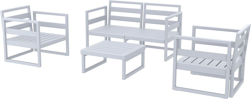 Комплект пластиковой мебели Siesta Contract Mykonos, серебристый, черный