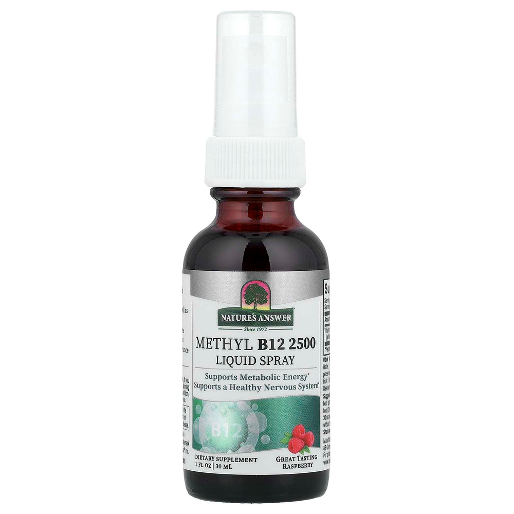Nature's Answer, Methyl B12 2500, жидкий спрей, малина, 30 мл (1 жидк. унц.)