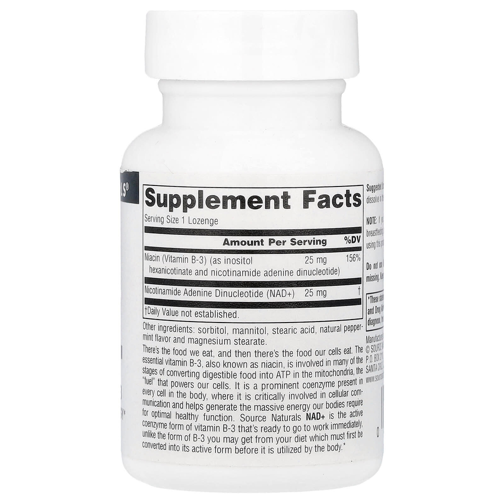 Source Naturals, NAD+, коферментированный витамин B3, 30 пастилок