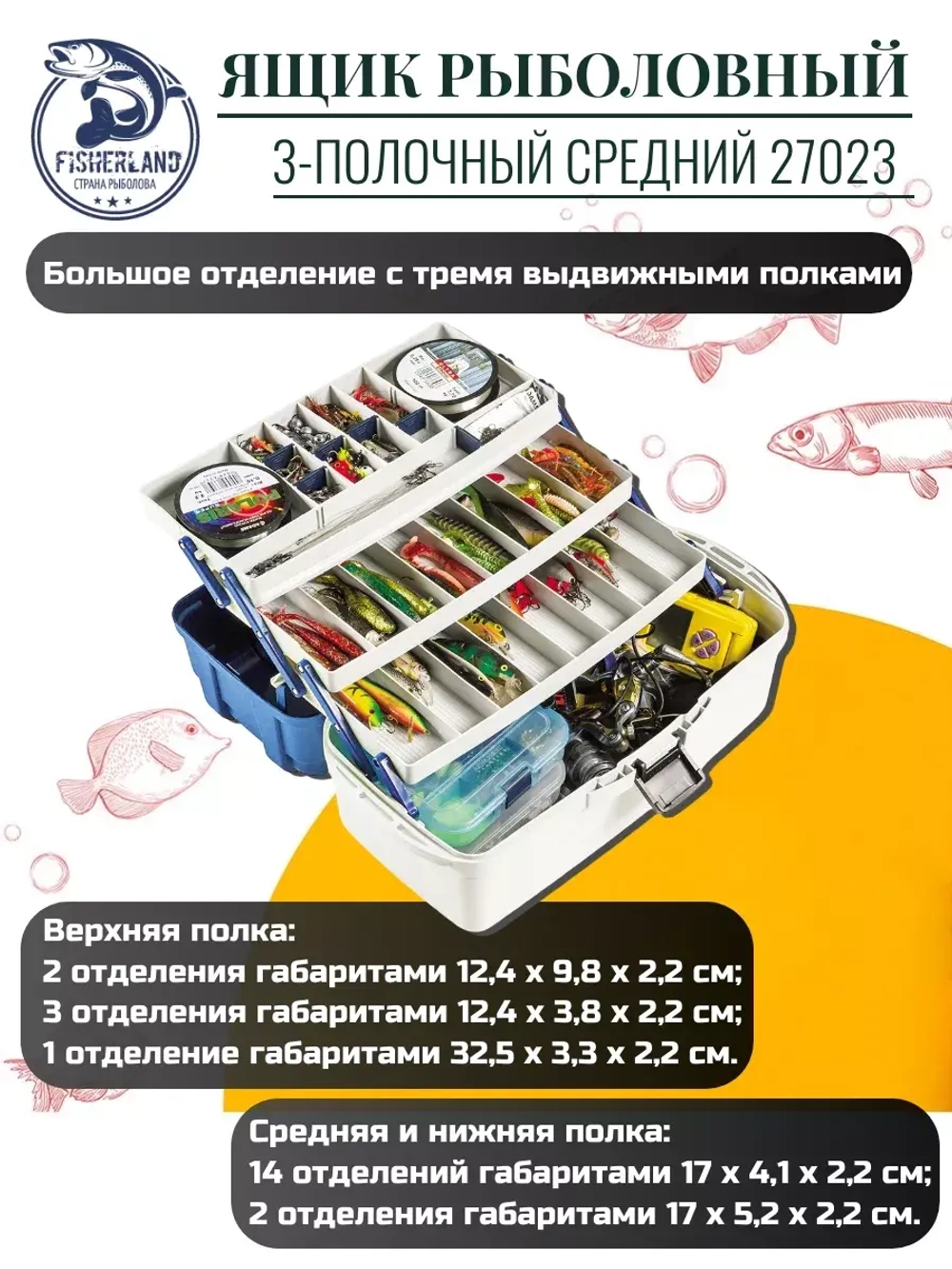 Ящик рыболовный 3-полочный большой FisherLand