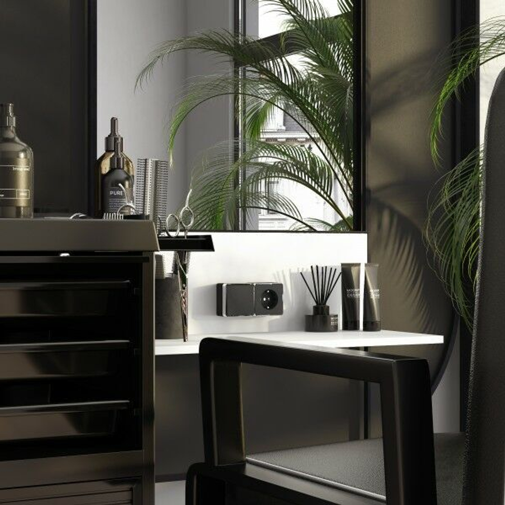 Выключатель одноклавишный проходной Gallant (черный/хром)