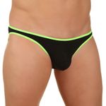 Мужские трусы слипы черные с бело-розовыми полосками и салатовой окантовкой  Cosmos Colors SC20_BPY