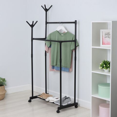 Черная двойная напольная вешалка для одежды и обуви LaDоm (80х42х156 см)