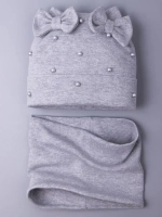 Шапка для девочки на осень с ушками и снуд