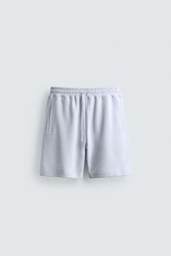ZARA ШОРТЫ-ДЖОГГЕРЫ RELAXED FIT INTERLOCK, НЕБЕСНО-ГОЛУБОЙ
