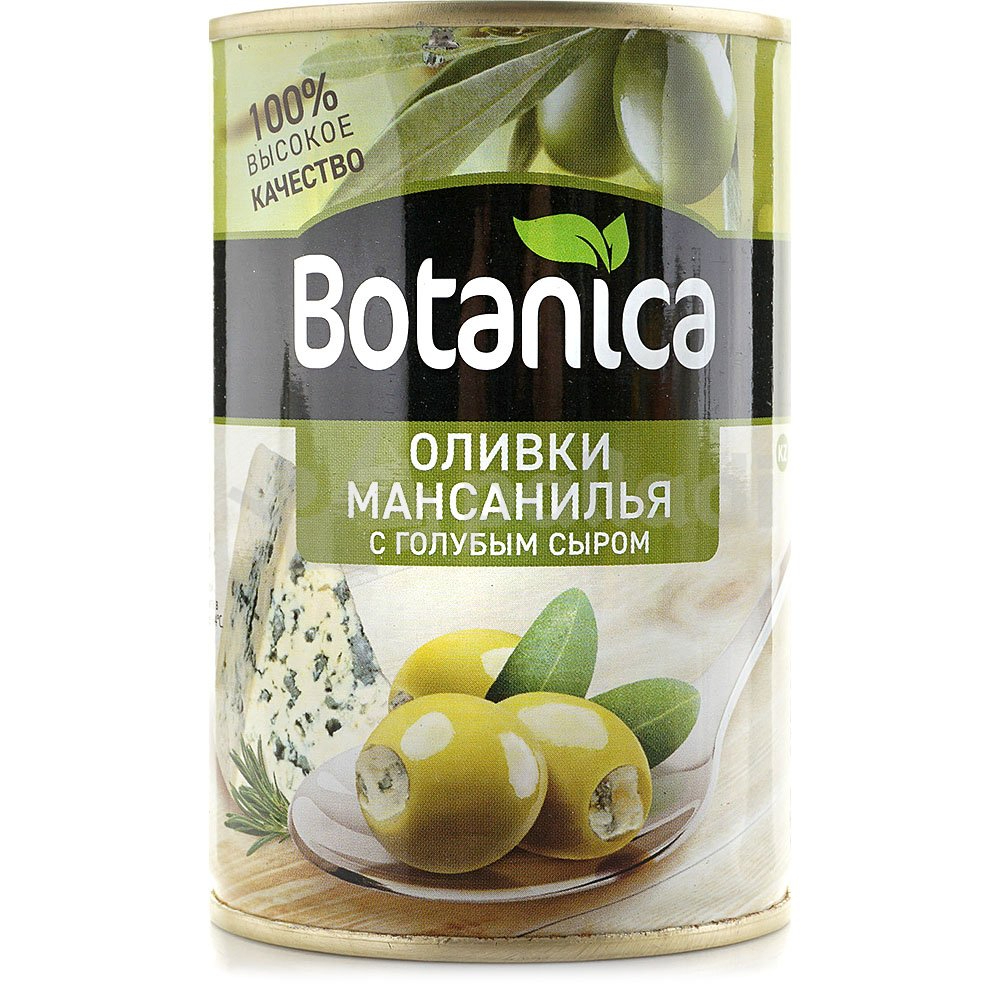 Оливки Мансанилья с голубым сыром Botanica 280 гр