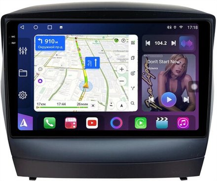 Магнитола для Hyundai iХ35, Tucson 2 2009-2015 (без штатного усилителя) - FarCar BM9-7051-9AB монитор 9.5" QLED на Android 14, TS10, 4+32Гб, CarPlay, 4G SIM-слот