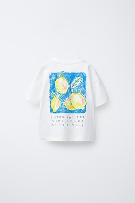 ZARA ФУТБОЛКА С ПРИНТОМ «ЛИМОН», БЕЛЫЙ