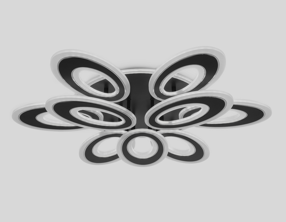 Светильник светодиодный потолочный с пультом FA8938/6+3 BK/CH черный/хром 255W 3000K-6400K 740*660*120 (ПДУ РАДИО 2.4G)