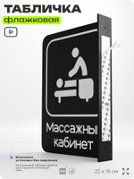 Табличка Массажный кабинет флажковая на стену, двусторонняя с крепежом, 19 х 25 см, для офиса, кафе, фитнес-клуба, серия COSMO, Айдентика Технолоджи