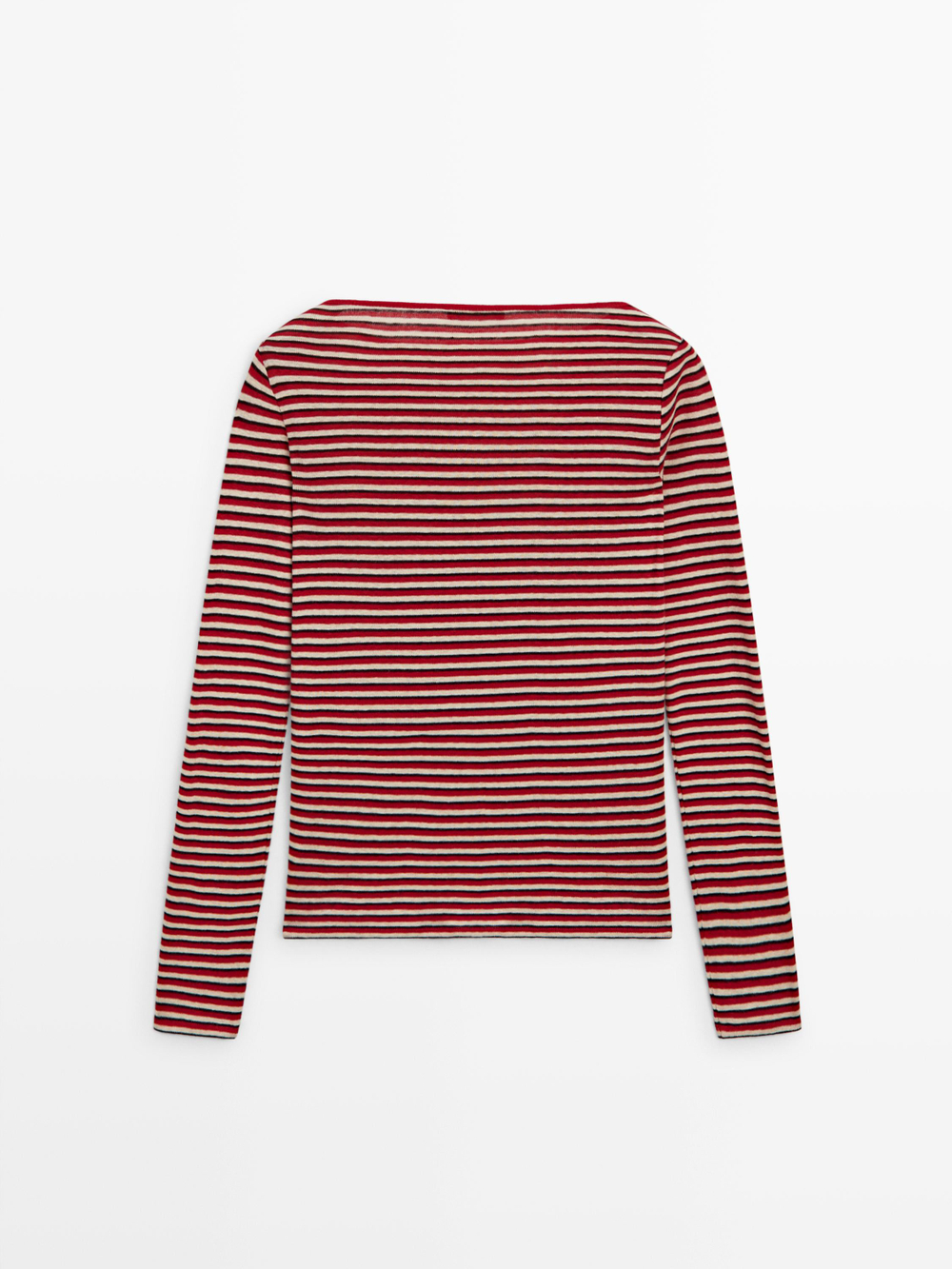 Massimo Dutti Футболка в полоску с длинными рукавами, красный