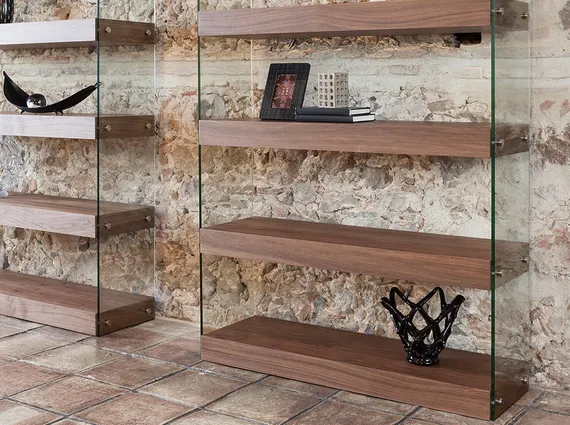 Стеллаж Angel Cerda 3091, орех, стекло