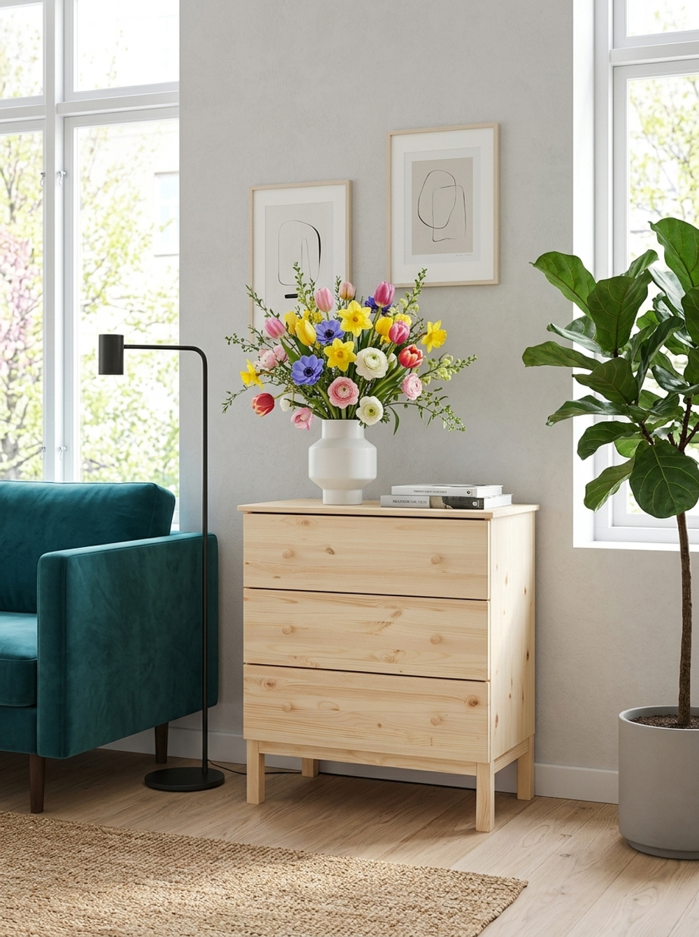 Комод с ящиками Тарва, массив сосны