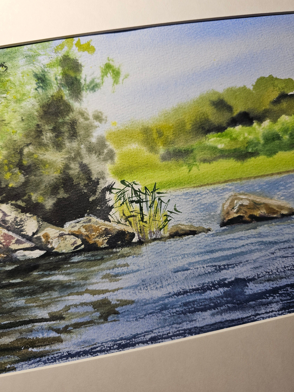 Картина авторская акварельная в паспарту 30х40 см на стену для интерьера "Мыс острова Белоярский"