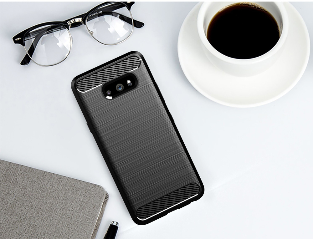Чехол для LG V50S (G8X) цвет Black (черный), серия Carbon от Caseport