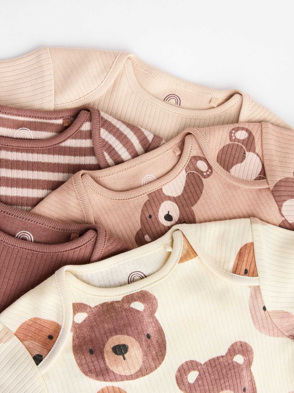 Боди с коротким рукавом для малышей Next N27-297, 5 шт., Бежевый, Коричневый