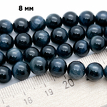 Бусины Соколиный глаз, диаметр 8,3-8,4 мм, цена за 11 шт (1/4 нити)