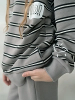 Спортивный костюм для девочки на весну серый оверсайз