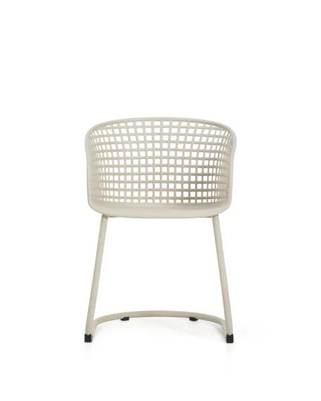 Уличный стул Tenaro из бежевого пластика и стали