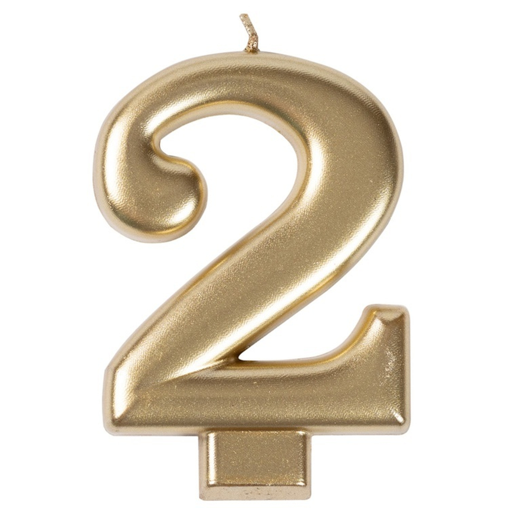 Свечи-цифры на торт в золотом цвете 8 см